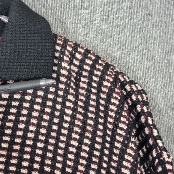 Skjaeveland Hubro Sweater Mens Small Black White Red 100% Wool Norwegian 1/4 Zip - Picture 5 of 15